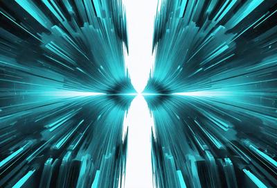 The primary subject of the image is a blue and white light effect, which appears to be a digital art or illustration. The setting is a futuristic environment, with a backdrop of a cityscape. The visual style is modern and captivating, with a focus on the light effect and its surrounding elements. The colors and mood of the image are predominantly blue and white, creating a sense of depth and sophistication.