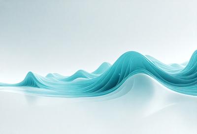 The primary subject of the image is a large, blue wave that appears to be crashing onto a white surface. The wave is the main focus of the image, and it is depicted in a visually striking manner. The setting or background of the image is a white wall, which provides a clean and minimalist backdrop for the wave. The visual style of the image is a combination of digital art and illustration, creating a dynamic and engaging scene. The dominant colors in the image are blue and white, which contribute to the overall