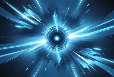 The primary subject of the image is a blue, circular object with a blue background. The visual style appears to be a digital art or illustration, as the object is depicted in a futuristic manner. The colors and mood of the image are predominantly blue, creating a sense of calmness and tranquility.