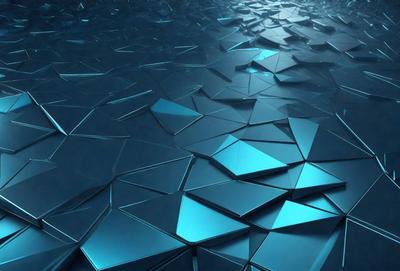 The primary subject of the image is a blue, geometric pattern. The setting is a blue background, which creates a visually striking contrast with the pattern. The visual style is a combination of digital art and illustration, giving the image a modern and artistic appearance. The dominant colors are blue and silver, creating a calm and serene atmosphere.