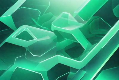 The primary subject of the image is a green, geometric pattern. The setting is a bright, colorful environment, possibly a futuristic or abstract space. The visual style is a combination of digital art and illustration, creating a unique and eye-catching design. The dominant colors are green and white, giving the pattern a fresh and vibrant appearance.