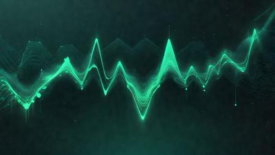 The primary subject of the image is a green wave or sound wave, which is the main focus of the image. The setting is a dark background, which contrasts with the green wave. The visual style is a digital art or illustration, as the wave appears to be a digital creation. The colors and mood of the image are predominantly green, giving it a calm and soothing atmosphere.
