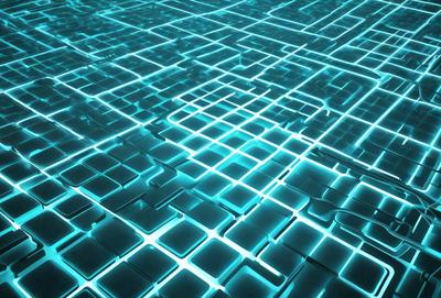 The primary subject of the image is a blue, geometric pattern. The setting is a blue, textured surface, which could be a wall or a floor. The visual style is a combination of digital art and illustration, creating a unique and intricate design. The colors and mood of the image are predominantly blue, giving it a calm and serene atmosphere.