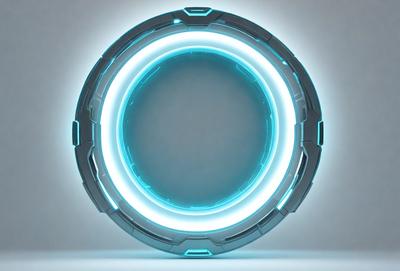 The primary subject of the image is a large, round, blue object with a light shining on it. The setting appears to be a white background, which contrasts with the blue object. The visual style of the image is a combination of photo and digital art, creating a unique and eye-catching design. The colors and mood of the image are predominantly blue, with a hint of white, giving it a futuristic and sleek appearance.
