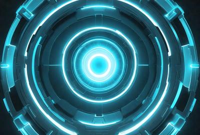 The primary subject of the image is a blue, circular, glowing object, which appears to be a futuristic or technological device. The setting is a dark, blue background, which contrasts with the bright, blue light emanating from the circular object. The visual style is a combination of digital art and illustration, creating a unique and captivating image. The colors and mood of the image are predominantly blue, with a sense of mystery and intrigue.