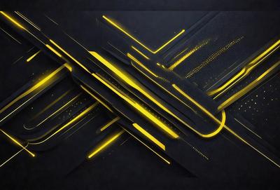 The primary subject of the image is a black and yellow pattern. The setting is a dark background, and the visual style appears to be a digital art or illustration. The dominant colors are black and yellow, creating a bold and striking appearance.