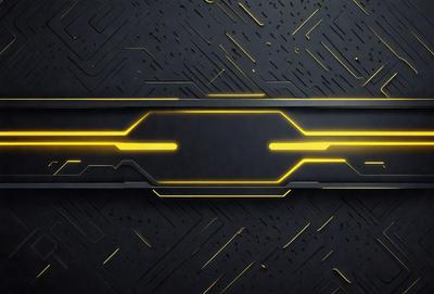 The primary subject of the image is a yellow and black geometric pattern. The setting is a black background, and the visual style appears to be a digital art or illustration. The dominant colors are yellow and black, creating a bold and striking appearance.