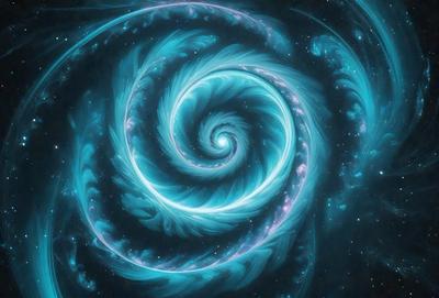 The primary subject of the image is a spiral pattern, which is the main object, scene, or focus of the image. The spiral pattern is set against a blue background, creating a visually striking contrast. The spiral pattern is depicted in a digital art style, giving it a modern and unique appearance. The overall atmosphere of the image is vibrant and captivating, with the blue hues evoking a sense of calmness and tranquility.