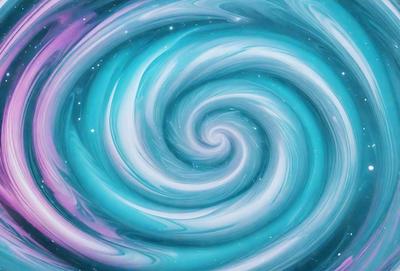 The primary subject of the image is a spiral pattern, which is a blue and white swirl. The setting is a purple background, and the visual style appears to be a digital art or illustration. The dominant colors are blue and white, creating a calming and soothing atmosphere.