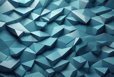 The primary subject of the image is a blue wall with a geometric pattern. The setting is a blue wall with a geometric pattern, and the visual style is a photo. The dominant colors are blue and white, creating a calm and soothing atmosphere.