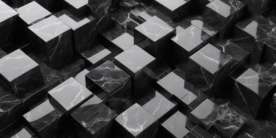 The image is a black and white photo of a marble surface with a pattern of square shapes. The marble surface is the primary subject, and the setting is a black and white background. The visual style is a photo, and the colors and mood are predominantly black and white, giving the image a classic and timeless appearance.