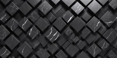 The primary subject of the image is a black and white marble wall with a pattern of black squares. The setting is a black and white room, and the visual style is a patterned wall. The dominant colors are black and white, creating a classic and elegant atmosphere.