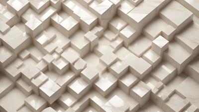The primary subject of the image is a white marble wall with a pattern of white squares. The setting is a white room, and the visual style is a close-up of the marble wall. The colors and mood of the image are predominantly white, giving it a clean and minimalist appearance.