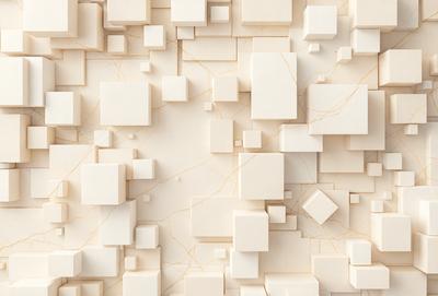 The primary subject of the image is a white wall with a pattern of white squares. The setting is a room with a white wall, and the visual style is a digital art or illustration. The dominant colors are white, and the overall atmosphere is clean and minimalistic.