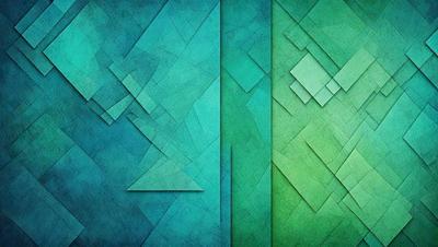 The primary subject of the image is a blue and green geometric pattern. The setting is a wall with a blue and green background. The visual style is a digital art or illustration, showcasing a unique and intricate design. The dominant colors are blue and green, creating a calm and soothing atmosphere.