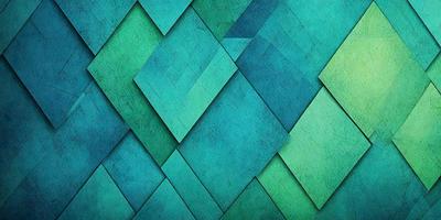 The primary subject of the image is a blue and green geometric pattern. The setting is a blue and green background, which adds to the visual style. The image is a digital art or illustration, showcasing the artist's creativity and attention to detail. The dominant colors in the image are blue and green, creating a calm and soothing atmosphere.