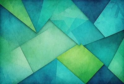 The primary subject of the image is a green and blue geometric pattern. The setting is a blue and green background, which adds to the visual style. The image is a digital art or illustration, showcasing a unique and colorful design. The dominant colors are green and blue, creating a calm and soothing atmosphere.