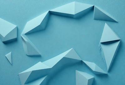 The primary subject of the image is a blue wall with a unique design. The setting is a room with a blue background, and the visual style appears to be a combination of digital art and illustration. The dominant colors are blue and white, creating a calm and soothing atmosphere.