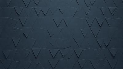 The primary subject of the image is a blue wall with a pattern of triangles. The setting is a room with a blue background, and the visual style appears to be a combination of a photo and a digital art or illustration. The dominant colors are blue and black, creating a calm and soothing atmosphere.