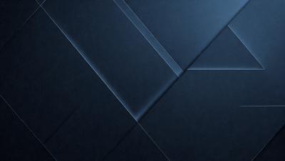 The primary subject of the image is a blue background with a pattern of triangles. The setting is a dark room, and the visual style appears to be a digital art or illustration. The dominant colors are blue and black, creating a moody atmosphere.
