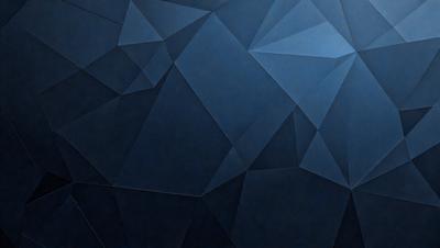 The primary subject of the image is a blue background with a geometric pattern. The setting is a dark room, and the visual style is a combination of digital art and illustration. The dominant colors are blue and black, creating a moody atmosphere.