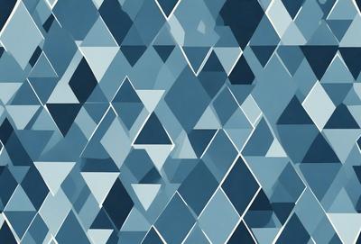 The primary subject of the image is a blue and white geometric pattern. The setting is a blue background, and the visual style appears to be a digital art or illustration. The dominant colors are blue and white, creating a calm and soothing atmosphere.