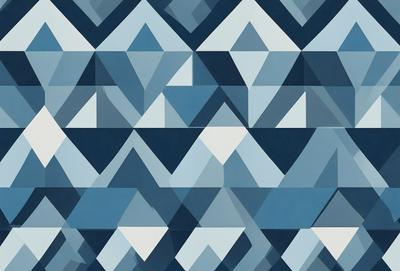 The primary subject of the image is a blue and white geometric pattern. The setting is a blue background, and the visual style appears to be a digital art or illustration. The dominant colors are blue and white, creating a calm and soothing atmosphere.