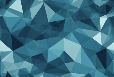 The primary subject of the image is a blue and white geometric pattern. The setting is a blue background, and the visual style appears to be a digital art or illustration. The dominant colors are blue and white, creating a calm and soothing atmosphere.