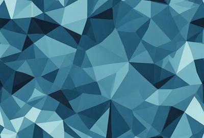 The primary subject of the image is a blue and white geometric pattern. The setting is a blue background, and the visual style appears to be a digital art or illustration. The dominant colors are blue and white, creating a calm and soothing atmosphere.