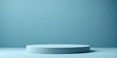 The primary subject of the image is a blue table, which is the main object in the scene. The table is placed on a blue surface, creating a cohesive visual style. The setting appears to be a room with a blue wall, which adds to the overall atmosphere of the image. The colors and mood of the image are predominantly blue, giving it a calm and serene appearance.