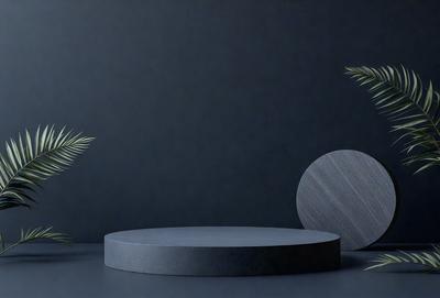 The primary subject of the image is a round, wooden table with a blue top. The table is placed on a blue surface, which serves as the setting or background. The visual style of the image is a photo, capturing the wooden table and its blue top. The colors and mood of the image are predominantly blue, creating a calm and serene atmosphere.