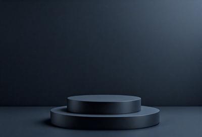 The primary subject of the image is a large, dark blue, circular object. The setting is a dark blue background, which creates a contrasting and dramatic effect. The visual style is a photo, capturing the unique shape and color of the object. The colors and mood of the image are dark and moody, emphasizing the contrast between the object and its surroundings.
