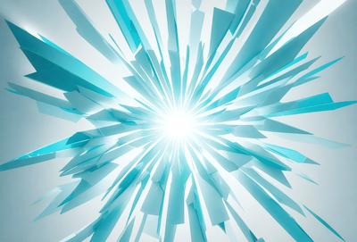 The primary subject of the image is a bright, colorful, and abstract design featuring a sun-like center surrounded by blue and white elements. The setting is a white background, which contrasts with the vibrant colors of the design. The visual style is a combination of digital art and illustration, creating a unique and eye-catching pattern. The dominant colors are blue and white, with the sun-like center being a bright, warm yellow. The overall atmosphere is energetic and lively, with the design evoking a