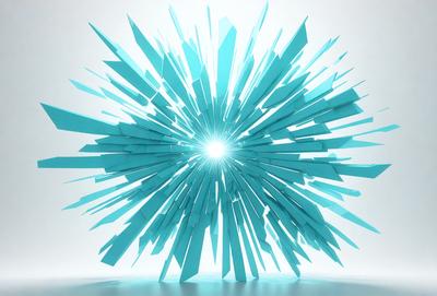 The primary subject of the image is a blue and white artistic display, which appears to be a digital art or illustration. The setting is a white background, which provides a clean and minimalist appearance. The visual style is modern and creative, with the blue and white colors creating a sense of depth and contrast. The overall atmosphere is vibrant and eye-catching, making the artwork stand out and draw attention.
