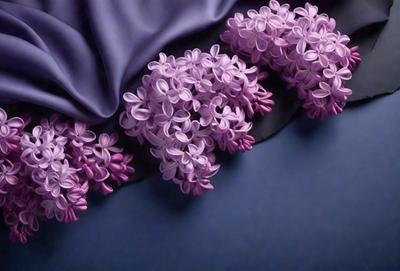 The primary subject of the image is a purple flower, which is the main focus of the scene. The flower is placed on a blue surface, creating a contrast between the purple and blue colors. The visual style of the image is a close-up of the flower, showcasing its details and texture. The overall atmosphere of the image is serene and calming, with the purple flower being the main point of interest.