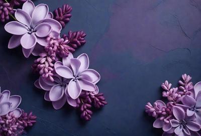 Purple flowers on a blue background.