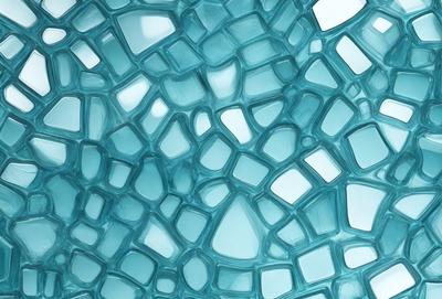The primary subject of the image is a blue and white patterned tile. The setting is a blue background, and the visual style appears to be a photo. The dominant colors are blue and white, creating a calm and soothing atmosphere.