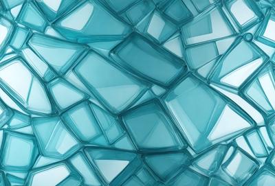 The primary subject of the image is a blue glass wall with a pattern of blue and white glass. The setting is a room with a blue glass wall as the main focus. The visual style is a close-up of the blue glass wall, showcasing its unique pattern. The colors and mood of the image are predominantly blue, creating a calm and serene atmosphere.