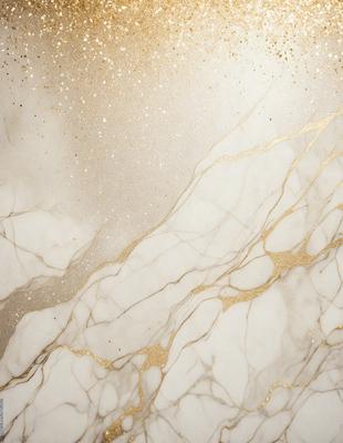 The primary subject of the image is a marble wall with a gold-colored pattern. The setting is a room with a white marble surface. The visual style is a close-up of the marble wall, showcasing the intricate gold pattern. The colors and mood of the image are predominantly white and gold, creating a luxurious and elegant atmosphere.
