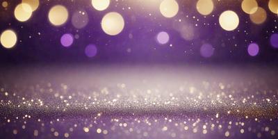 The primary subject of the image is a purple background with a pattern of glittering lights or sparkles. The setting appears to be a dark room, and the visual style is a close-up of the purple background with the sparkles. The colors and mood of the image are predominantly purple and sparkly, creating a visually appealing and captivating scene.