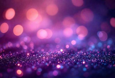 The primary subject of the image is a purple background with a pattern of bright, colorful lights. The setting appears to be a dark room, and the visual style is a combination of a photo and digital art. The colors and mood of the image are vibrant and lively, with the purple background and the bright lights creating a captivating and energetic atmosphere.