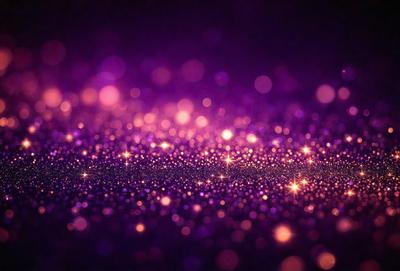 The primary subject of the image is a purple background with a pattern of bright, shining lights. The setting appears to be a dark room, and the visual style is a combination of a photo and digital art. The colors and mood of the image are predominantly purple, with the bright lights adding a sense of energy and vibrancy to the scene.