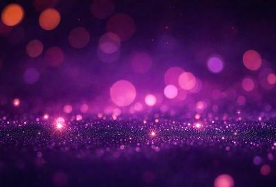 The primary subject of the image is a purple background with a pattern of bright, pink, and white lights. The setting appears to be a dark room, and the visual style is a combination of a photo and digital art. The colors and mood of the image are predominantly purple and pink, creating a warm and inviting atmosphere.