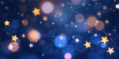 The primary subject of the image is a bright, colorful, and luminous night sky filled with stars. The setting is a dark, star-filled background, creating a sense of depth and contrast. The visual style is a combination of a photo and digital art, as the image captures the beauty of the night sky while also showcasing the intricate details of the stars. The colors and mood of the image are predominantly blue and purple, with the stars adding a touch of white and yellow. The overall atmosphere