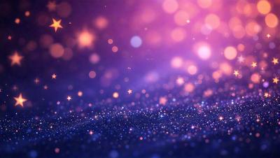 The primary subject of the image is a brightly colored, swirling, and sparkling background. The setting is a purple and blue space, which adds to the overall atmosphere. The visual style of the image is a combination of digital art and illustration, creating a vibrant and dynamic scene. The colors and mood of the image are lively and energetic, with the bright colors and sparkling lights evoking a sense of excitement and wonder.