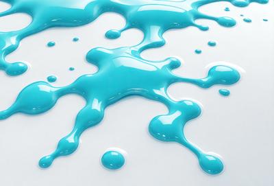 The primary subject of the image is a blue liquid, possibly a paint or a water-based substance, that is dripping or flowing onto a white surface. The setting appears to be a white background, which contrasts with the blue liquid. The visual style of the image is a close-up of the dripping blue substance, showcasing its texture and movement. The colors and mood of the image are predominantly blue, creating a sense of calmness and tranquility.