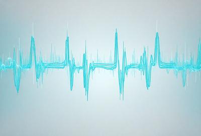 The primary subject of the image is a blue wave pattern, which is displayed on a blue background. The visual style of the image is digital art, as it appears to be a computer-generated or digitally edited design. The colors and mood of the image are predominantly blue, creating a calm and soothing atmosphere.