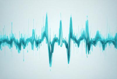 The primary subject of the image is a series of blue and white waves, which are the main objects in the scene. The setting is a white background, and the visual style appears to be a combination of digital art and illustration. The dominant colors in the image are blue and white, creating a calm and soothing atmosphere.