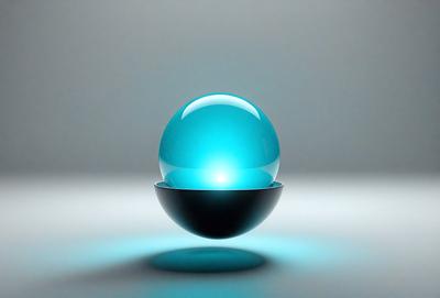 The primary subject of the image is a blue sphere, which is the main object, scene, or focus of the image. The setting or background is a white surface, and the visual style appears to be a photo. The colors and mood of the image are predominantly blue, creating a calm and serene atmosphere.