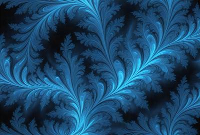 The primary subject of the image is a blue and white patterned design, which appears to be a digital art or illustration. The setting is a black background, which contrasts with the blue and white design. The visual style suggests that the image is a creative and artistic representation of the blue and white pattern. The colors and mood of the image are predominantly blue and white, giving it a calm and serene atmosphere.